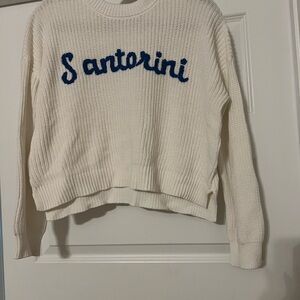 Sincerely Jules White and Blue Crew Neck Sweater